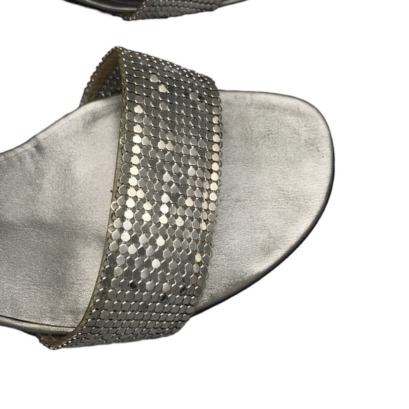 Anne Klein Silver Metal Mesh open Toe Heels SIze 8.5 With Matching Purse - Picture 2 of 12